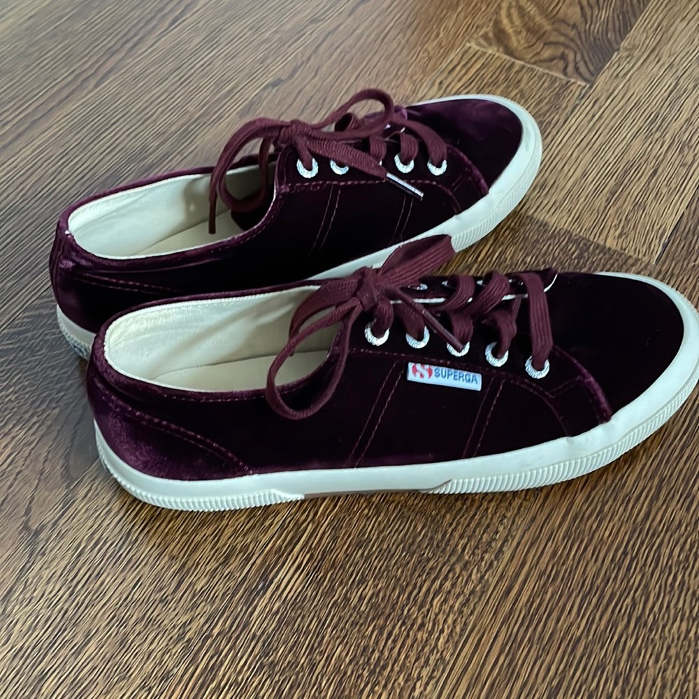 Superga velvet maroon sneakers